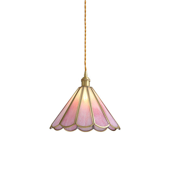 Korean Garden Flowerbud/Scalloped/Asteroidea Pink Glass Pendant Light - Stunning Head Suspension