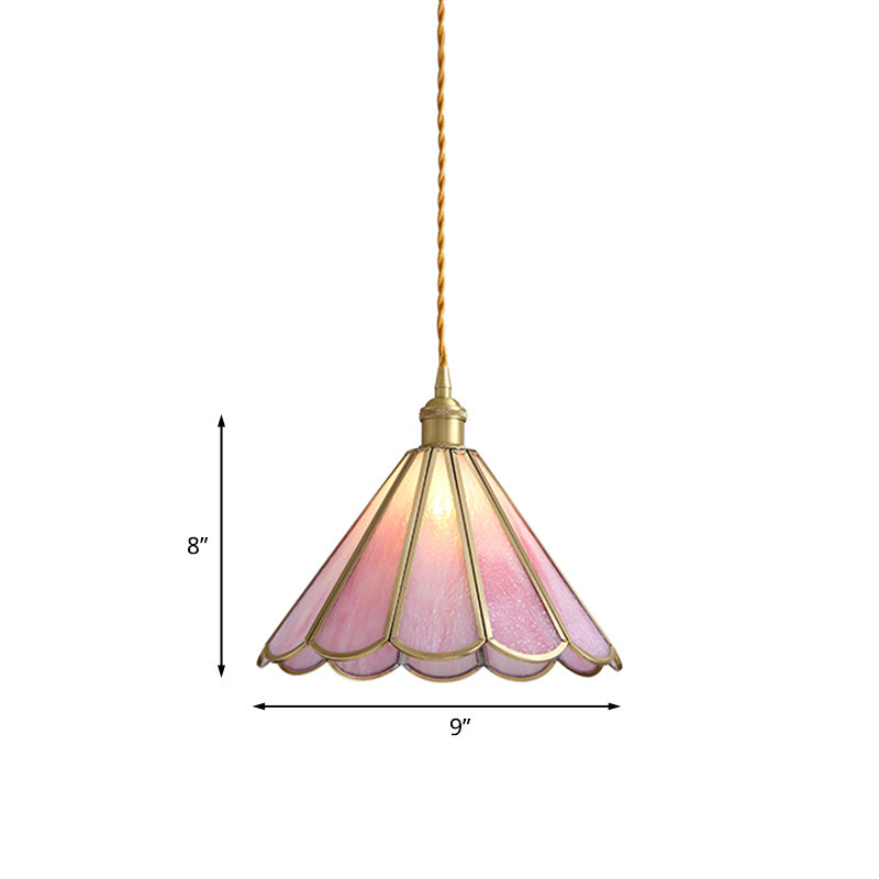 Korean Garden Flowerbud/Scalloped/Asteroidea Pink Glass Pendant Light - Stunning Head Suspension