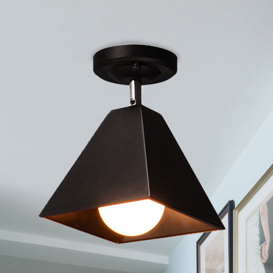 Iron Swivel Shade Ceiling Lamp - Industrial Style Semi-Flush Mount in Black/White (1/2/3-Head Options)