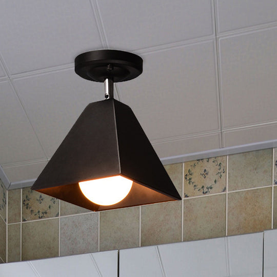 Iron Swivel Shade Ceiling Lamp - Industrial Style Semi-Flush Mount In Black/White (1/2/3-Head