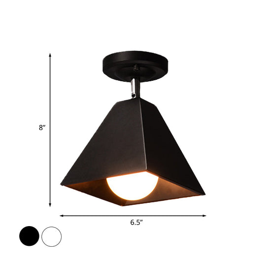 Iron Swivel Shade Ceiling Lamp - Industrial Style Semi-Flush Mount In Black/White (1/2/3-Head