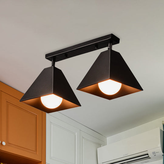 Iron Swivel Shade Ceiling Lamp - Industrial Style Semi-Flush Mount In Black/White (1/2/3-Head