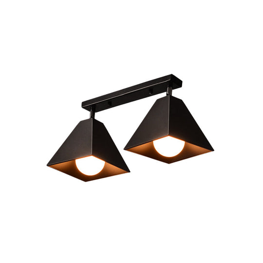 Iron Swivel Shade Ceiling Lamp - Industrial Style Semi-Flush Mount In Black/White (1/2/3-Head