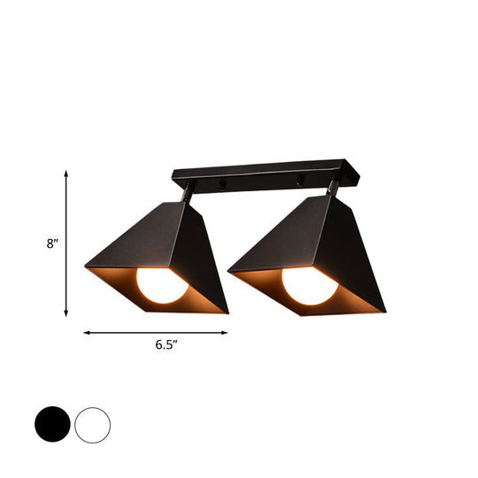 Iron Swivel Shade Ceiling Lamp - Industrial Style Semi-Flush Mount in Black/White (1/2/3-Head Options)