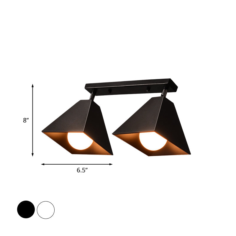 Iron Swivel Shade Ceiling Lamp - Industrial Style Semi-Flush Mount In Black/White (1/2/3-Head