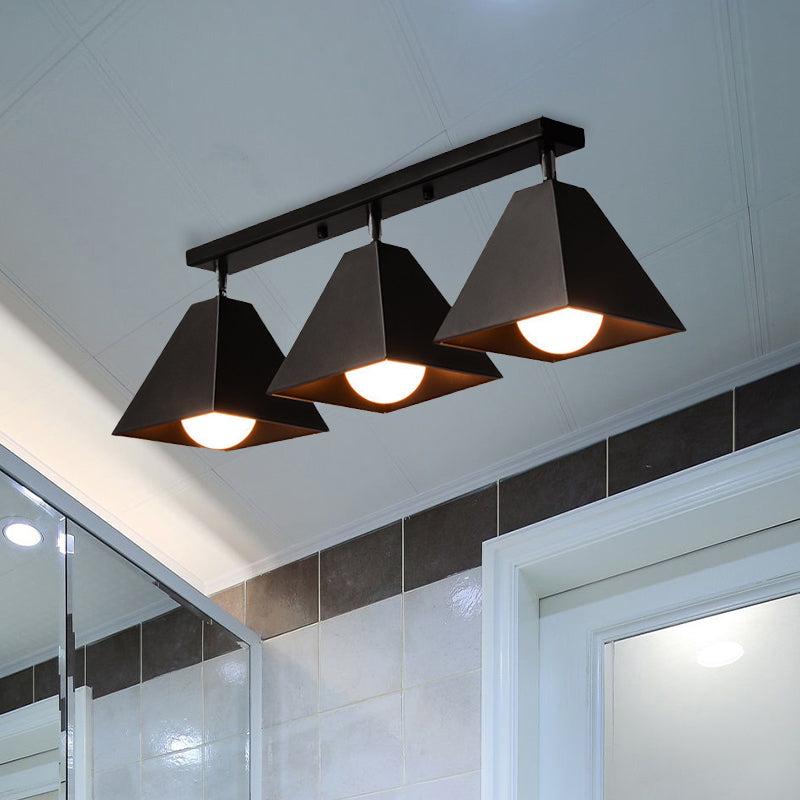 Iron Swivel Shade Ceiling Lamp - Industrial Style Semi-Flush Mount In Black/White (1/2/3-Head