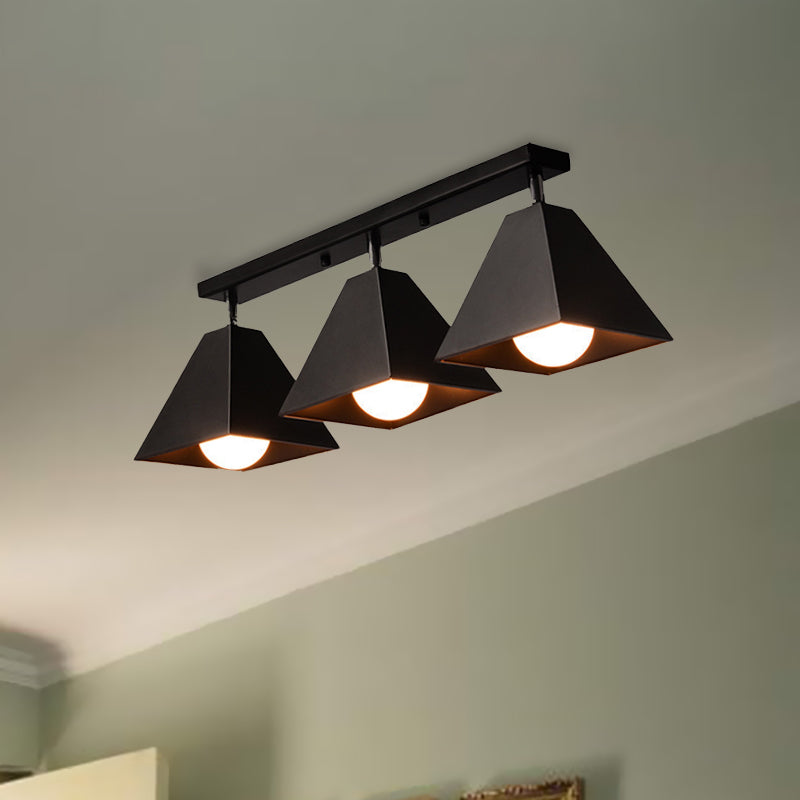 Iron Swivel Shade Ceiling Lamp - Industrial Style Semi-Flush Mount In Black/White (1/2/3-Head