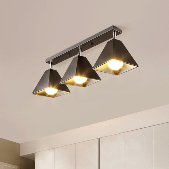 Iron Swivel Shade Ceiling Lamp - Industrial Style Semi-Flush Mount In Black/White (1/2/3-Head