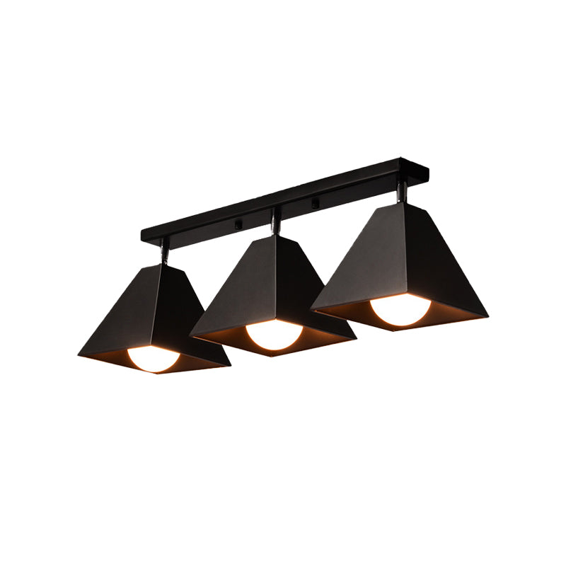 Iron Swivel Shade Ceiling Lamp - Industrial Style Semi-Flush Mount In Black/White (1/2/3-Head