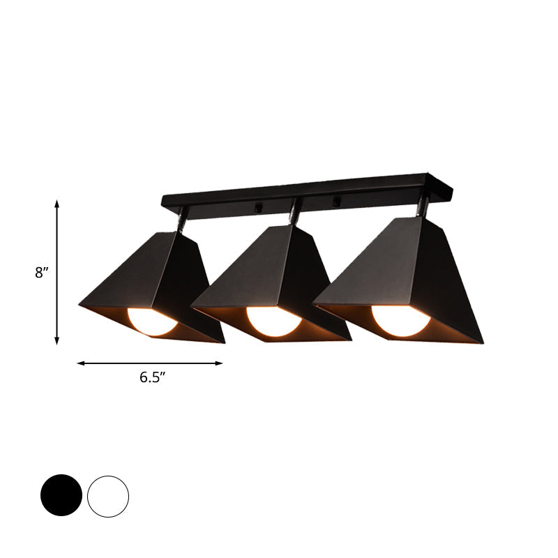 Iron Swivel Shade Ceiling Lamp - Industrial Style Semi-Flush Mount In Black/White (1/2/3-Head