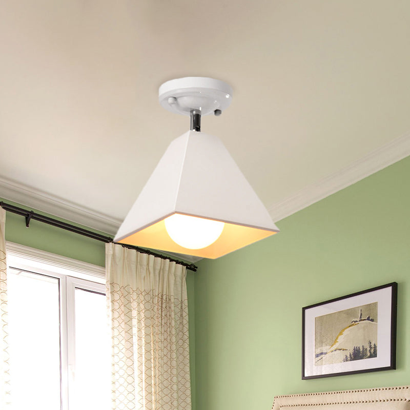 Iron Swivel Shade Ceiling Lamp - Industrial Style Semi-Flush Mount in Black/White (1/2/3-Head Options)