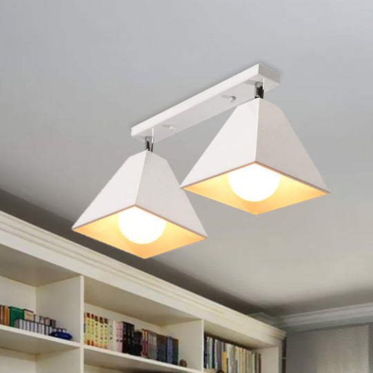 Iron Swivel Shade Ceiling Lamp - Industrial Style Semi-Flush Mount In Black/White (1/2/3-Head