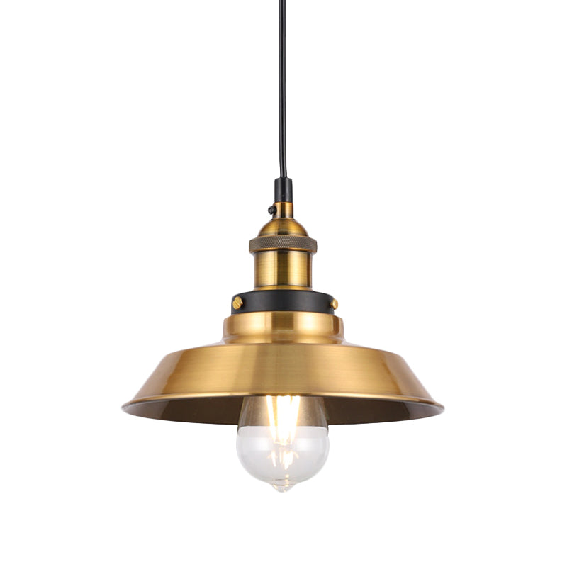 Vintage Gold Pendant Light - Elegant Iron Lid with Retro Cone Shape - Ideal Luminaire for Dining Table