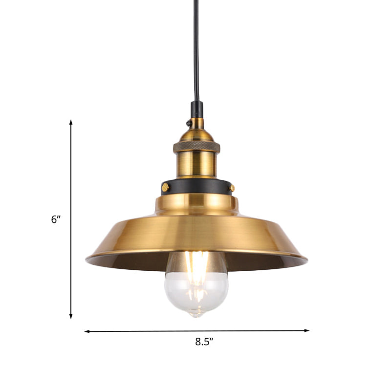 Vintage Gold Pendant Light - Elegant Iron Lid with Retro Cone Shape - Ideal Luminaire for Dining Table