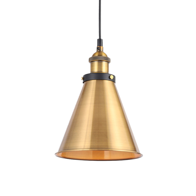 Vintage Gold Pendant Light - Elegant Iron Lid with Retro Cone Shape - Ideal Luminaire for Dining Table