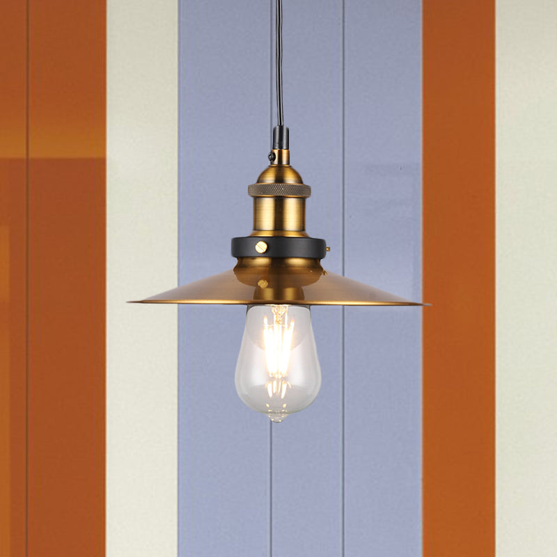 Vintage Gold Pendant Light - Elegant Iron Lid with Retro Cone Shape - Ideal Luminaire for Dining Table