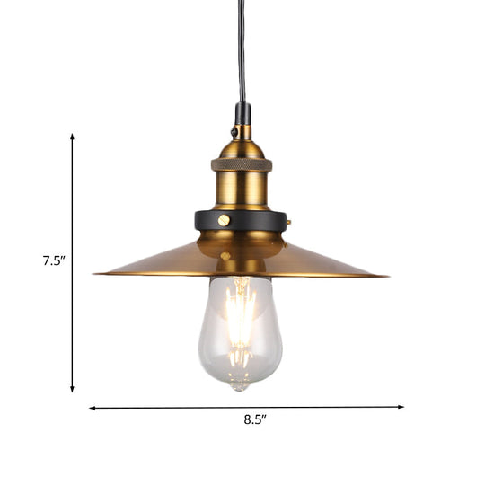 Vintage Gold Pendant Light - Elegant Iron Lid with Retro Cone Shape - Ideal Luminaire for Dining Table