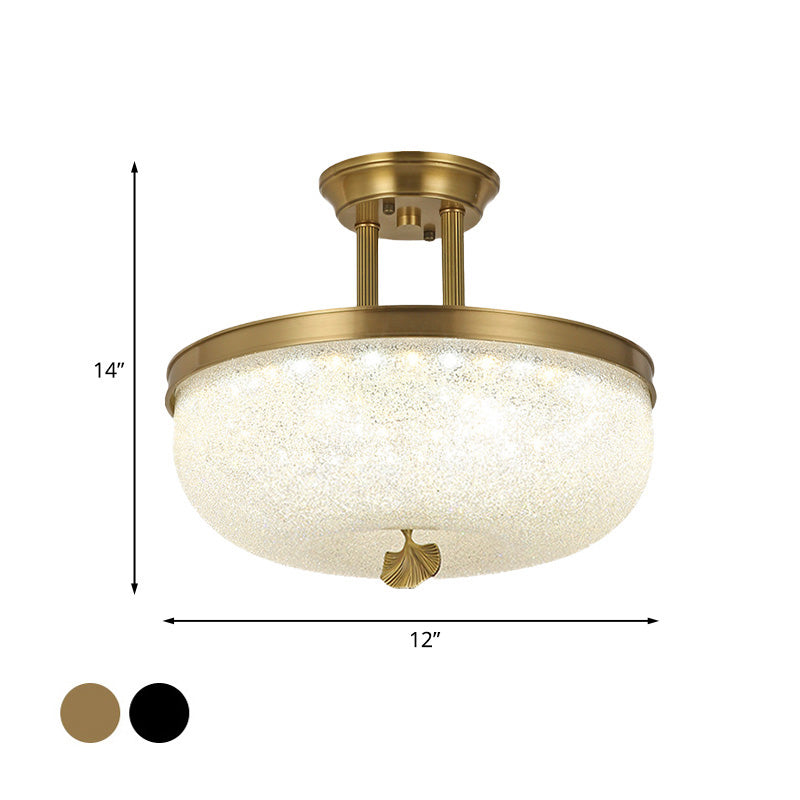 Sleek Black/Gold Traditionalist Bowl LED Ceiling Light Fixture - 12"/16" Width