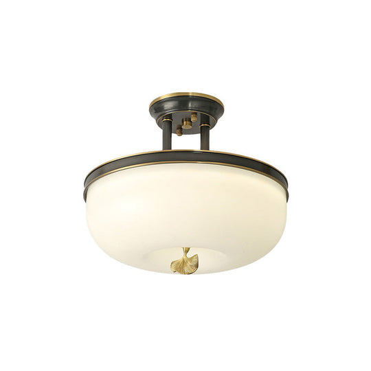 Sleek Black/Gold Traditionalist Bowl LED Ceiling Light Fixture - 12"/16" Width