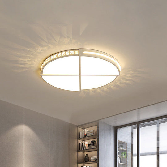 Minimalist Crystal Encrusted Led Flushmount Ceiling Light - White Circle Division 16.5/20.5 W With