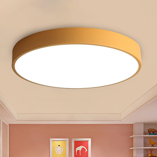 Modern LED Flush Mount Ceiling Light in Pink/Black/White with Acrylic Shade - 12"/16" Diameter