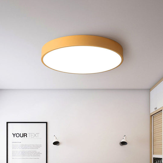 Modern LED Flush Mount Ceiling Light in Pink/Black/White with Acrylic Shade - 12"/16" Diameter