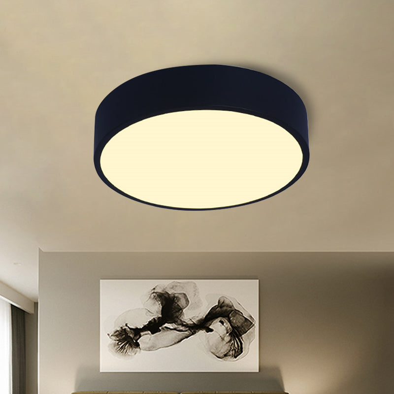 Modern LED Flush Mount Ceiling Light in Pink/Black/White with Acrylic Shade - 12"/16" Diameter