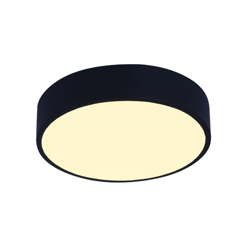 Modern LED Flush Mount Ceiling Light in Pink/Black/White with Acrylic Shade - 12"/16" Diameter