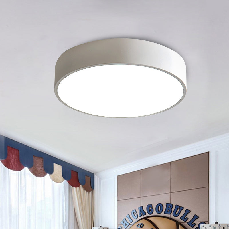 Modern LED Flush Mount Ceiling Light in Pink/Black/White with Acrylic Shade - 12"/16" Diameter