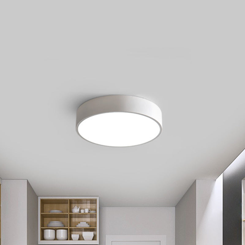 Modern LED Flush Mount Ceiling Light in Pink/Black/White with Acrylic Shade - 12"/16" Diameter