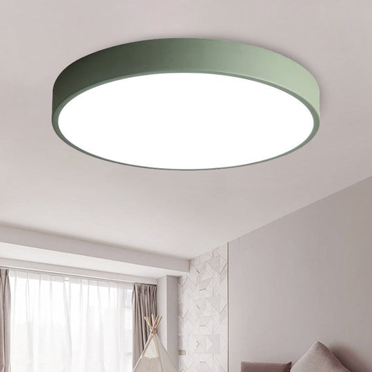 Modern LED Flush Mount Ceiling Light in Pink/Black/White with Acrylic Shade - 12"/16" Diameter