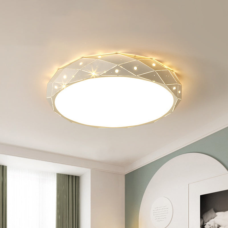 Nordic White LED Acrylic Ceiling Flush Mount Light Fixture - Laser Cut, Rounded, 18"/21.5" Wide - Bedroom Lighting