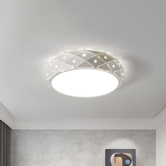 Nordic White LED Acrylic Ceiling Flush Mount Light Fixture - Laser Cut, Rounded, 18"/21.5" Wide - Bedroom Lighting