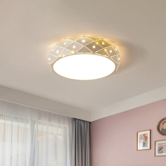 Nordic White LED Acrylic Ceiling Flush Mount Light Fixture - Laser Cut, Rounded, 18"/21.5" Wide - Bedroom Lighting