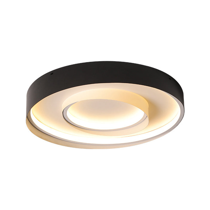 Minimalist 2-Circle LED Hotel Flush Mount Light - 18/22 Inch Diameter - Warm/White Light