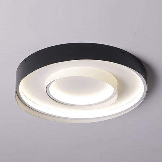 Minimalist 2-Circle LED Hotel Flush Mount Light - 18/22 Inch Diameter - Warm/White Light