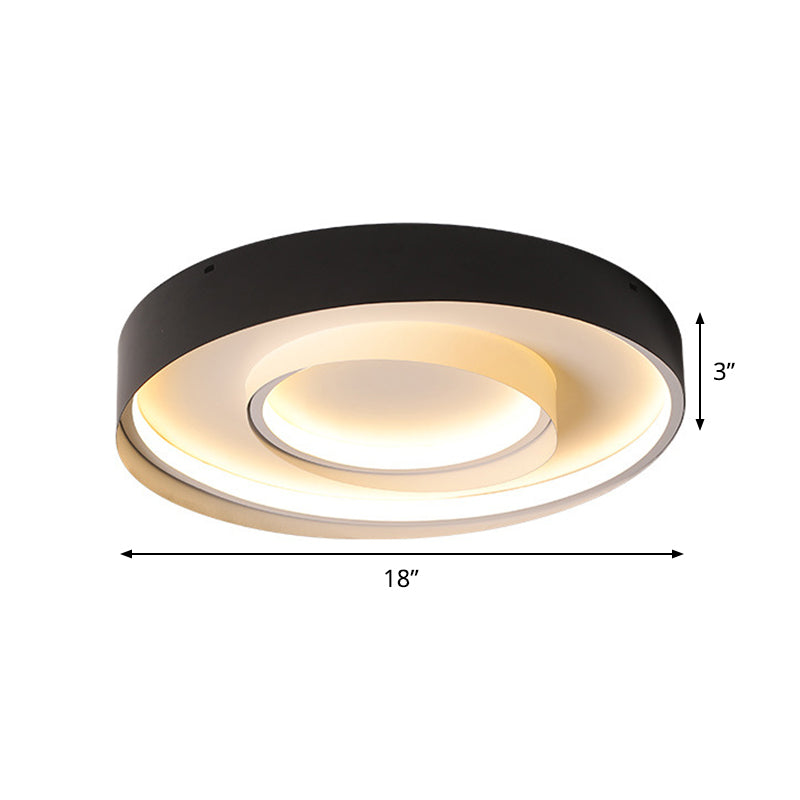 Minimalist 2-Circle LED Hotel Flush Mount Light - 18/22 Inch Diameter - Warm/White Light