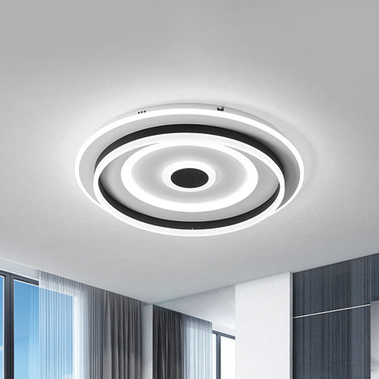 Acrylic Rippling Led Ceiling Lamp - Extra Thin | Simple Black Flush Mount Light In Warm/White