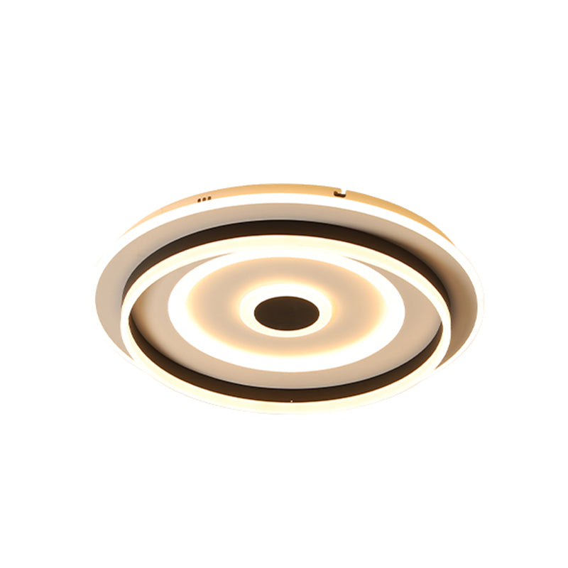 Acrylic Rippling LED Ceiling Lamp - Extra Thin | Simple Black Flush Mount Light in Warm/White | 19.5"/23.5" Width