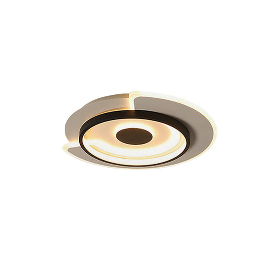 Minimal Thin Round LED Flush Mount Ceiling Light (18"/21.5") for Hotel with Acrylic Surface in Black-White