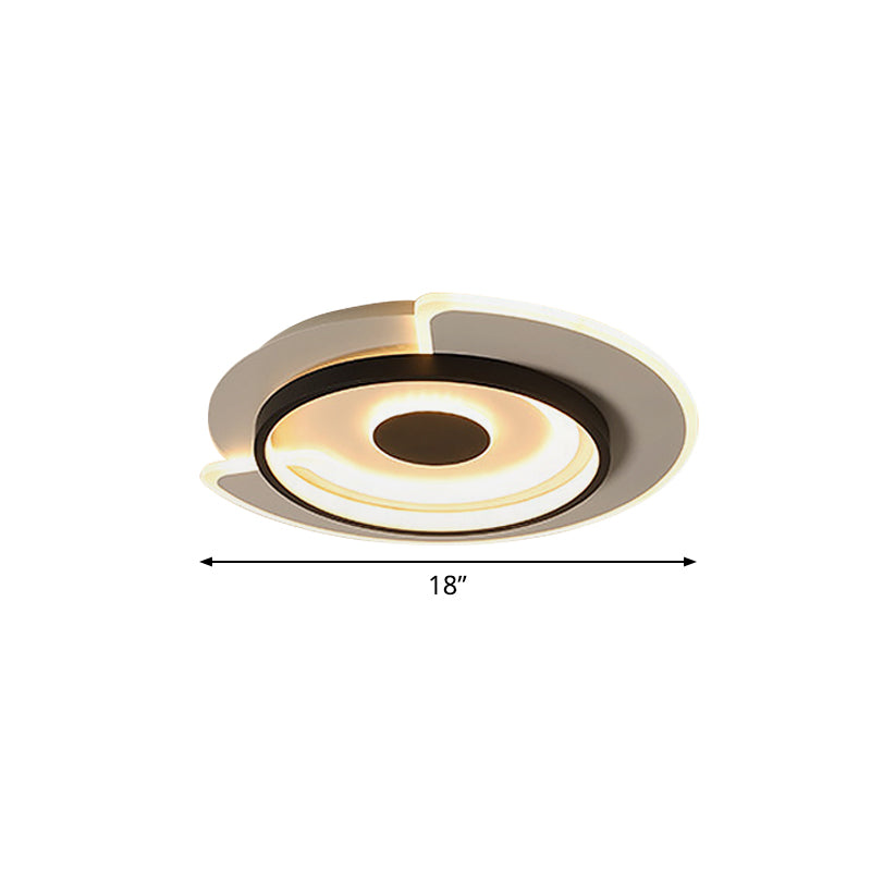 Minimal Thin Round LED Flush Mount Ceiling Light (18"/21.5") for Hotel with Acrylic Surface in Black-White