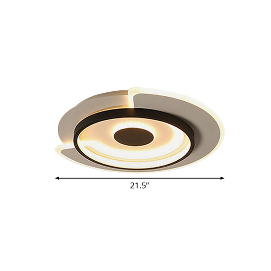 Minimal Thin Round LED Flush Mount Ceiling Light (18"/21.5") for Hotel with Acrylic Surface in Black-White