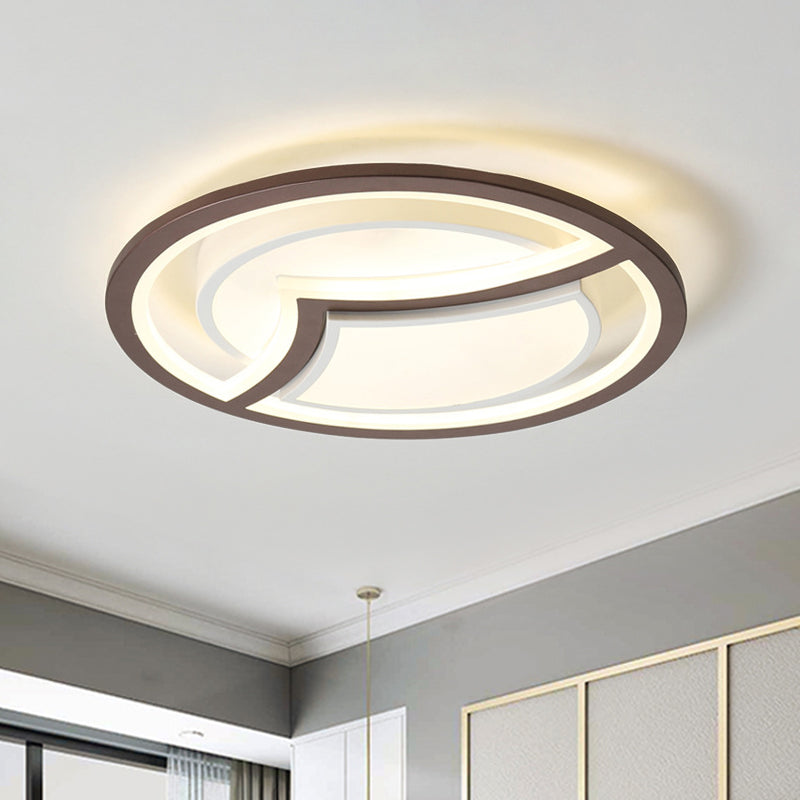 Nordic Iron Led Ceiling Light Fixture - 18/21.5 Coffee With Gull Pattern Warm/White Thin Circle