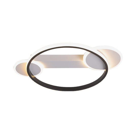 Modern Black-White Hoop Silica Gel Ceiling Light - 16.5"/20.5" Diameter LED Flush Mount with Warm/White Light