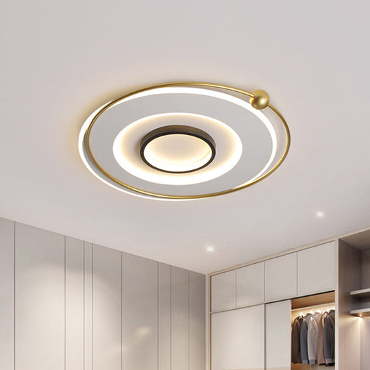 Ultra-Modern Black and Gold LED Ceiling Lamp in Warm/White Light, 16.5"/22" Circular Thin Acrylic Flush Light