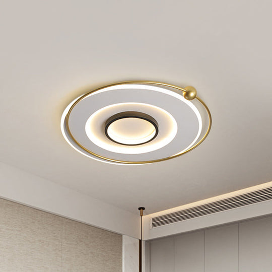 Ultra-Modern Black and Gold LED Ceiling Lamp in Warm/White Light, 16.5"/22" Circular Thin Acrylic Flush Light