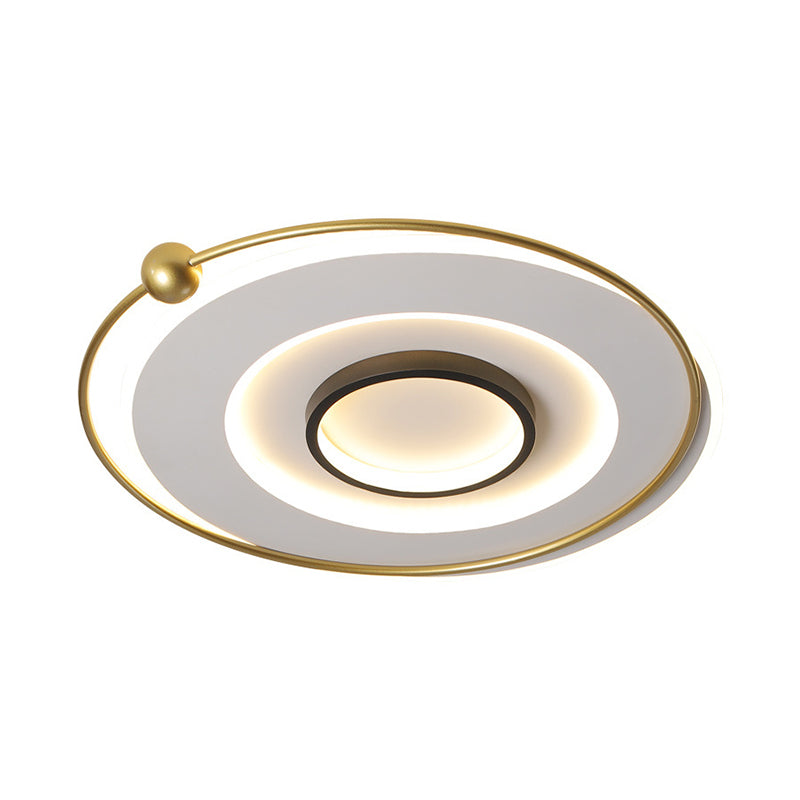 Ultra-Modern Black and Gold LED Ceiling Lamp in Warm/White Light, 16.5"/22" Circular Thin Acrylic Flush Light