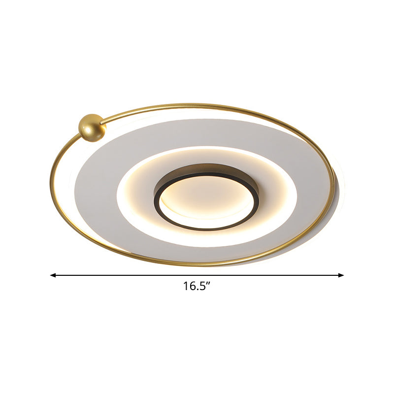 Ultra-Modern Black and Gold LED Ceiling Lamp in Warm/White Light, 16.5"/22" Circular Thin Acrylic Flush Light