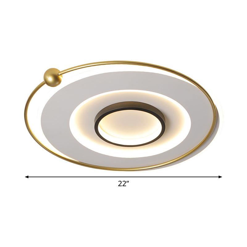 Ultra-Modern Black and Gold LED Ceiling Lamp in Warm/White Light, 16.5"/22" Circular Thin Acrylic Flush Light