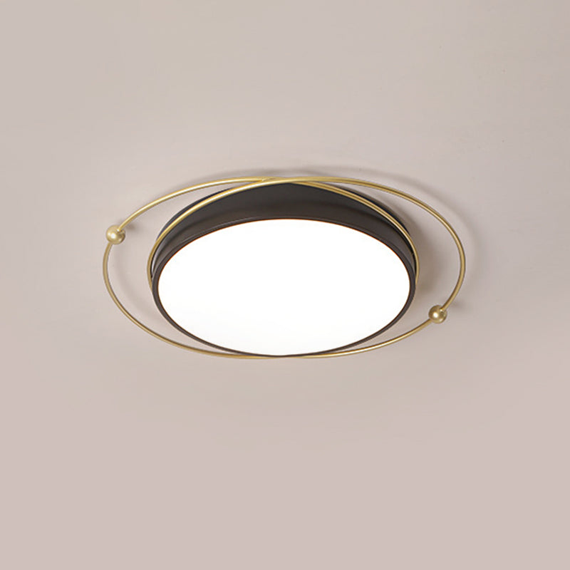 Modern Orbital Metal Flush Mount Led Ceiling Light In Black-Gold Warm/White - 16/19.5 Wide